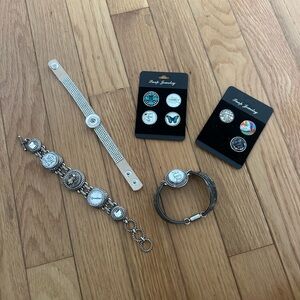 Silver and White Snap Jewelry Bracelet Lot